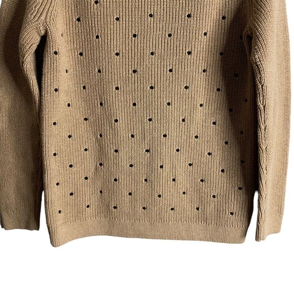 Elle Women's Tan Crewneck Polka Dot Knit Sweater - Picture 3 of 8